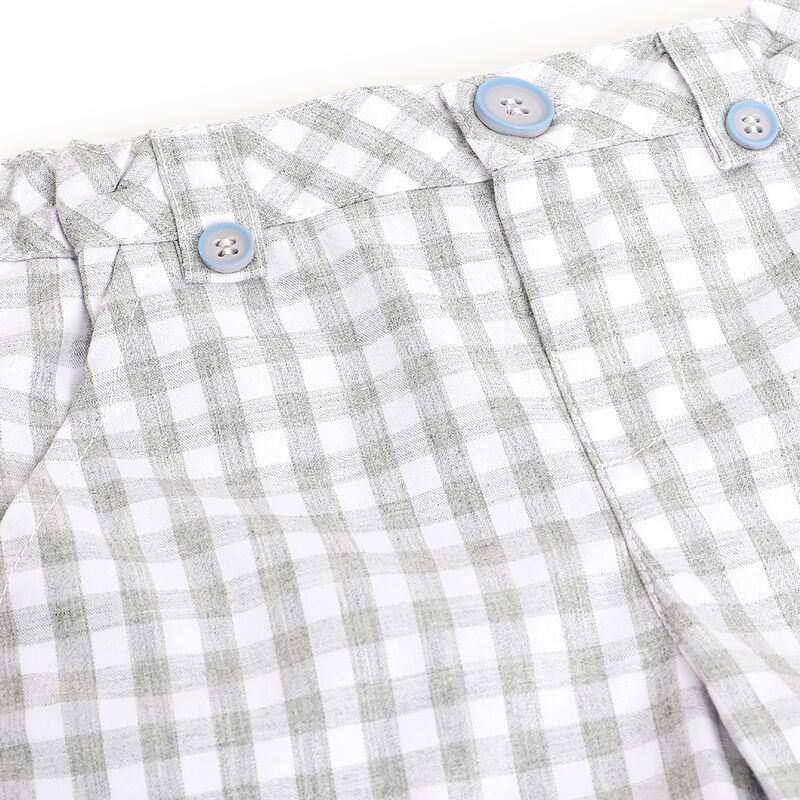 Boys Medium Grey Checkered Short Trousers image number 2